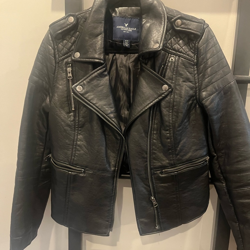 American Eagle Outfitters Black Leather Biker Jacket